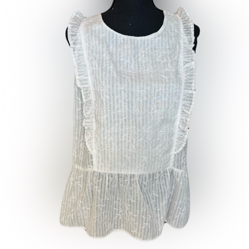 Cottagecore Lightweight Versatile White Ruffle Tank